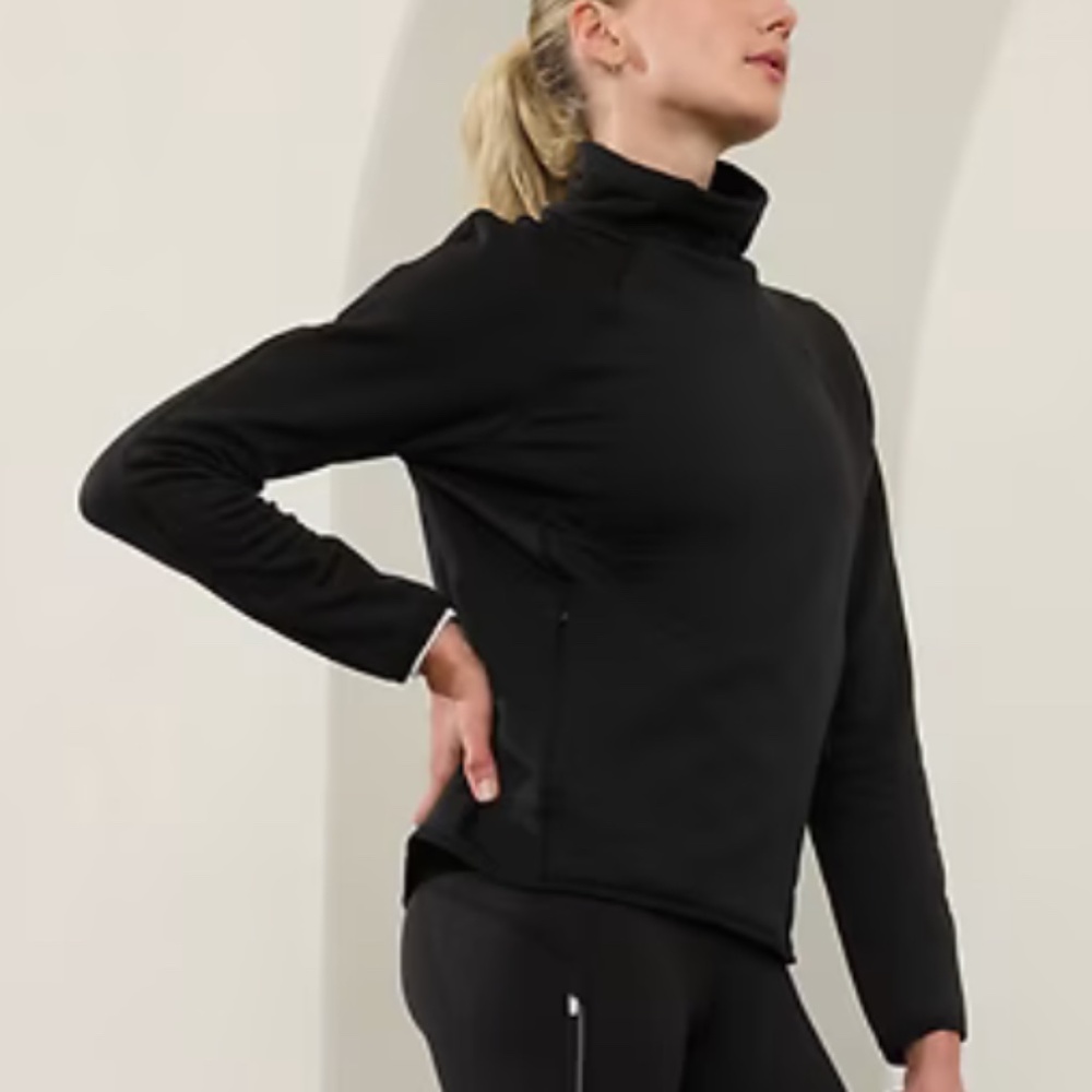 Athleta Altitude Polartec Funnel Neck Sweatshirt, Black, Size Small, NWT